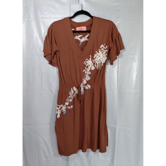 JWLA Johnny Was Floral & Bird Embroidered Knit Midi Dress Small Boho Bell Sleeve - Picture 1 of 11